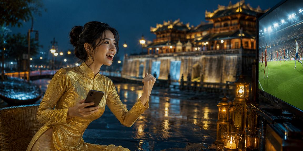 Người phụ nữ Huế mặc áo dài trải nghiệm cá cược trực tuyến tại 1159